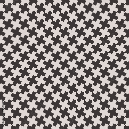 Black and White Seamless Crosses Pattern. Vector Tileable background.