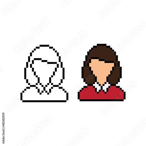 female avatar pixel art icon vector woman  8 bit game 