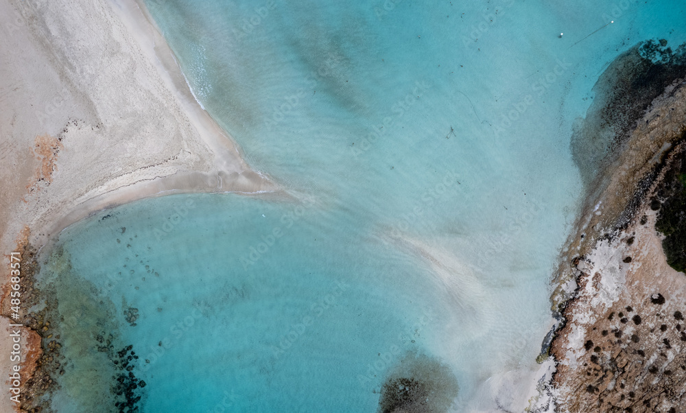 Drone aerial view of tropical nissi bay beach Ayia napa cyprus