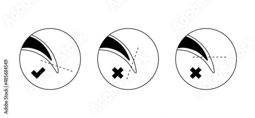 Dog nail trimming guide icons set. Pet claws cutting instruction with cut line