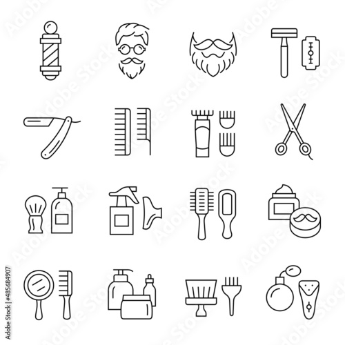 Barber shop line icons