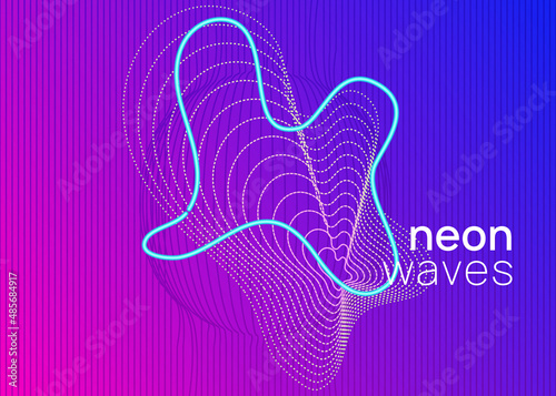 Neon trance party flyer. Electro dance music. Electronic sound.