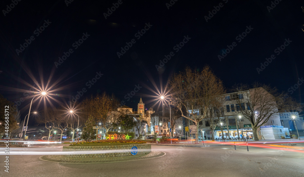 Tordera town of barcelona in the Maresme medieval city, european church night photography, city center