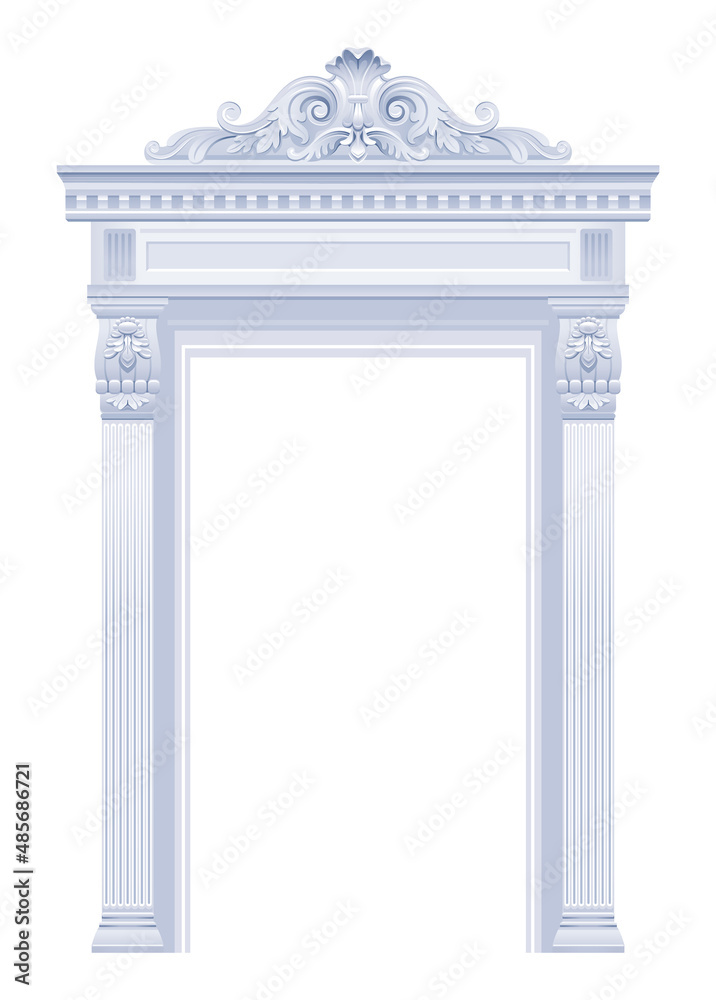 Vector arch. Antique vintage frame. Classic white baroque portal