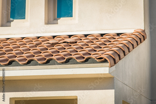Newly Developed House Roof Tiles Close Up