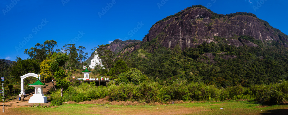 Fototapeta premium Japan Sri Lanka Friendship Dagoba at the bottom of Adams Peak (Sri Pada) in the Central Highlands of Sri Lanka, Asia