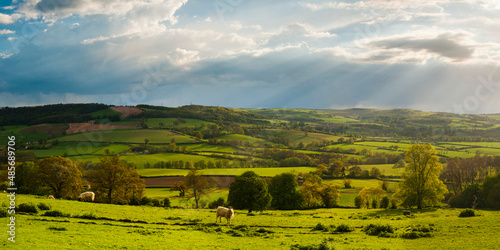 Autumn colours at sunset, Winchcombe and the Sudely Valley, The Cotswolds, Gloucestershire, England, United Kingdom, Europe
