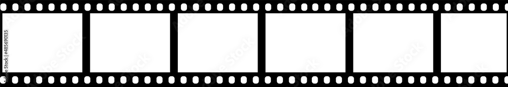 Film . Blank film. Retro frame. Black and white reel. Film strip vector realistic illustration isolated on white background. Film roll template