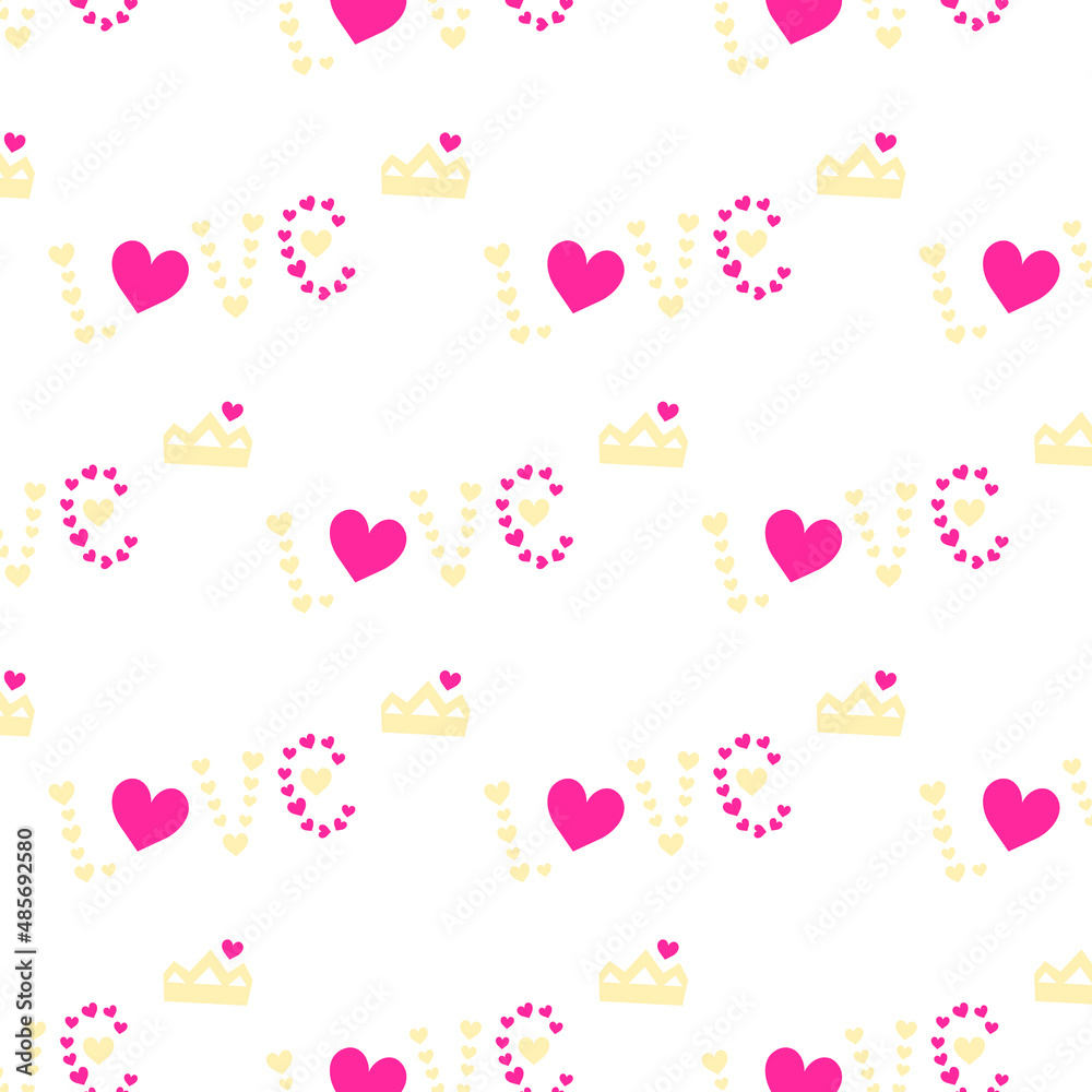 Vector pattern with the lettering of love which is made up of hearts with decorative elements. Hand drawn style. Vector pattern with the lettering of love which is made up of hearts with decorative elements. Hand drawn style.