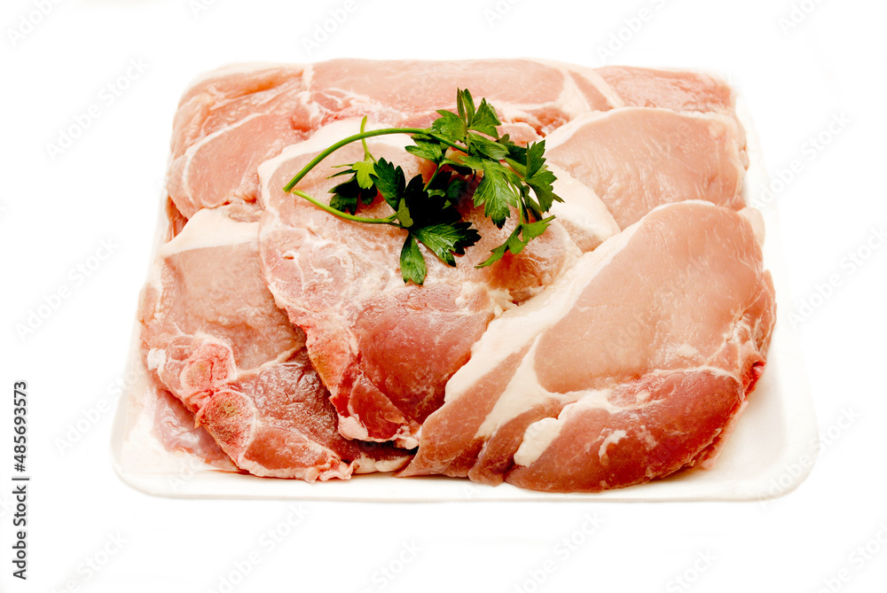Fresh Pork Chops Isolated Over White Fresh Pork Chops Isolated Over White