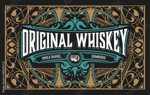 Whiskey label with old frames