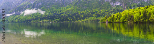 Lake Bohinj reflections, Triglav National Park, Julian Alps, Slovenia, Europe © Matthew