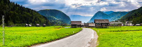 Typical Slovenia landscape between Lake Bled and Lake Bohinj, Triglav National Park, Julian Alps, Slovenia, Europe