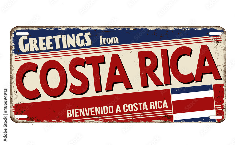 Greetings from Costa Rica vintage rusty metal sign