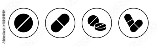 Pills icons set. capsule icon. Drug sign and symbol