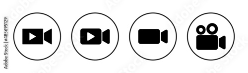 Video icons set. video camera sign and symbol. movie sign. cinema