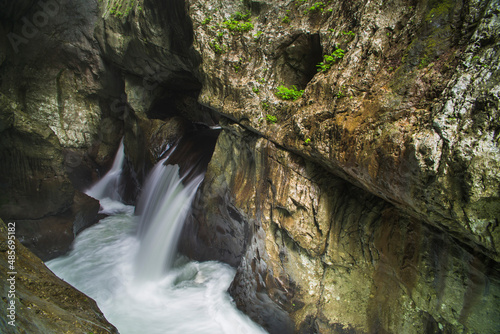 Skocjan Caves, Slovenia. Waterfall at the bottom of the 'Big Valley' (Velika Dolina), Karst Region of Slovenia, Europe