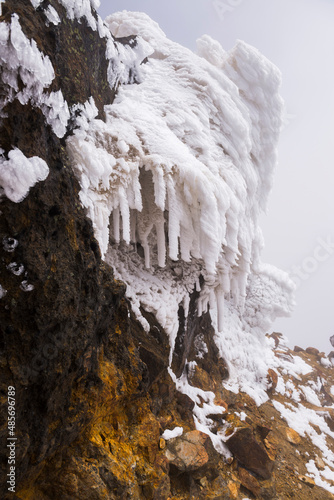 Icicles on Illiniza Norte Volcano (one of the two Illinizas), Pichincha Province, Ecuador, South America photo