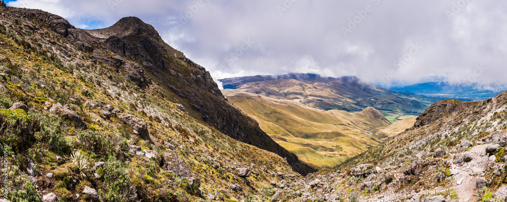 Valley seen from Illiniza Norte Volcano, Pichincha Province, Ecuador, South America