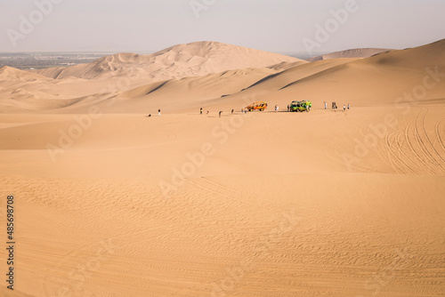 Dune buggying on sand dunes in the desert at Huacachina  Ica Region  Peru  South America