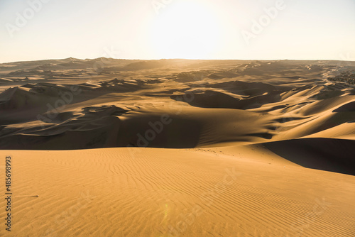 Sand dunes in the desert at sunset  Huacachina  Ica Region  Peru  South America