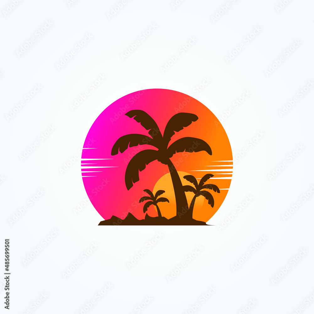 palm tree logo. palm tree icon. Palm tree summer logo template