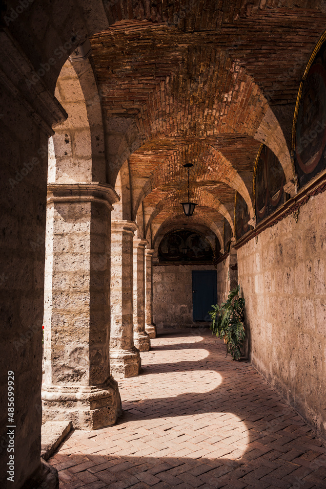 Fototapeta premium Cloisters at Santa Catalina Monastery (Convento de Santa Catalina aka Saint Catherine), a convent in Arequipa, Peru, South America