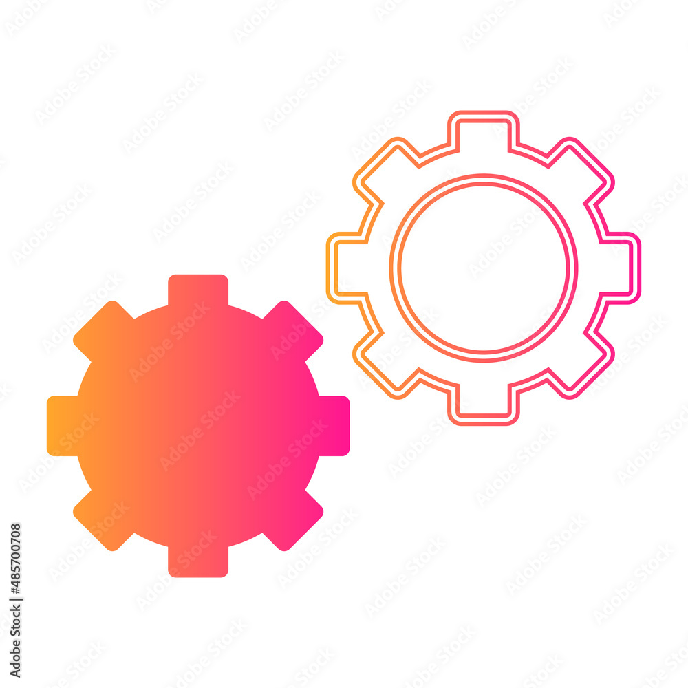 Gears and cogs flat icon for illustration element. Wheelwork engineering icon set
