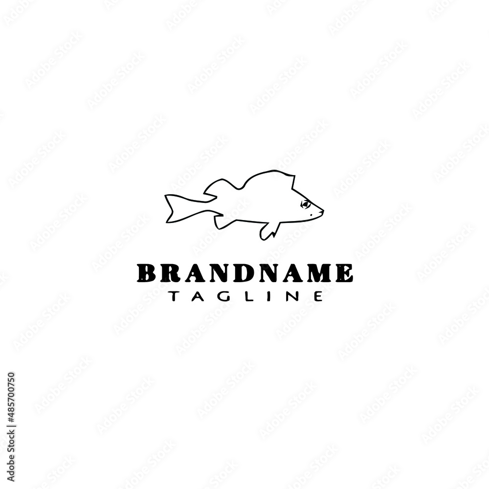 Obraz premium animal fish cartoon logo template icon design black isolated vector illustration
