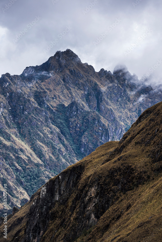 Andes Mountains at Dead Womans Pass, Inca Trail Trek day 2, Cusco Region, Peru, South America