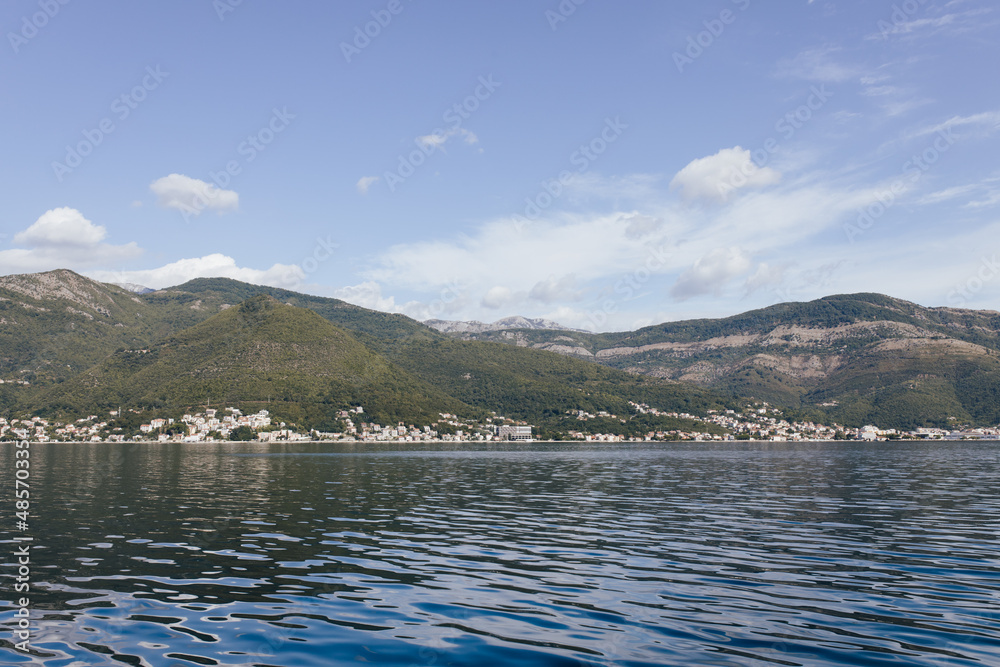 Obraz premium The Bay of Kotor, the Adriatic Sea in southwestern Montenegro. Its well-preserved group of medieval towns of Kotor, Tivat, Perast and Herceg Novi. Travelling and leasure concept, beautiful seascape