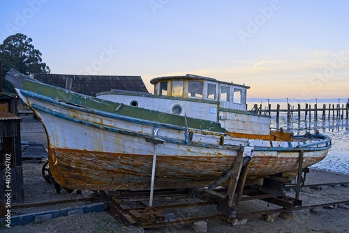 abandoned boat on China Camp Beach