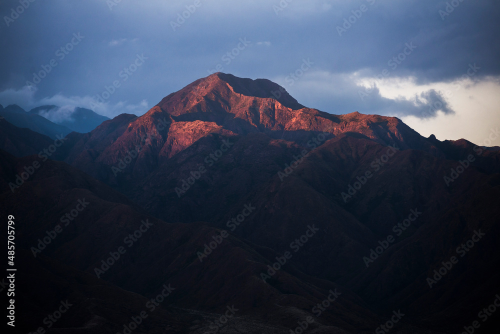 Dramatic Andes Mountains landscape surrounding Mendoza, Mendoza Province, Argentina, South America, background with copy space