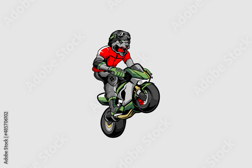 biker pitbull ride mini bike vector logo template