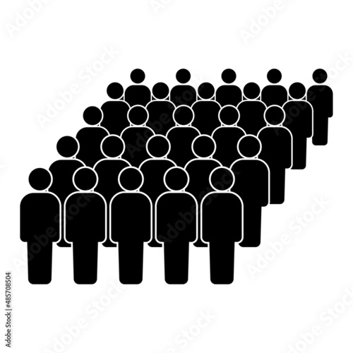 Silhouette crowd of people. Business concept. People in line. Vector illustration. stock image.