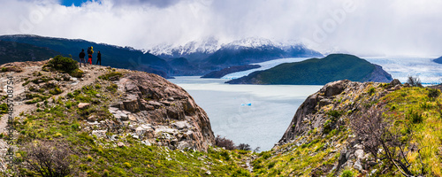 Tablou canvas Hiking at Grey Glacier (Glaciar Grey), Torres del Paine National Park, Patagonia