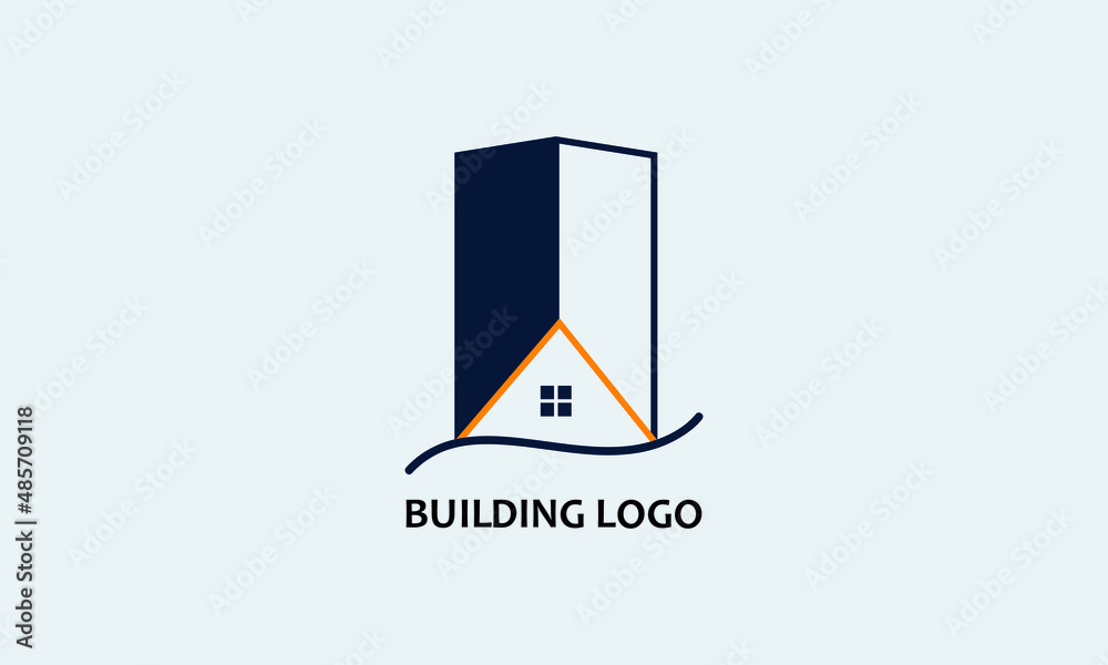 Obraz premium house building logo design, Realty flat apartment modern building logo design.