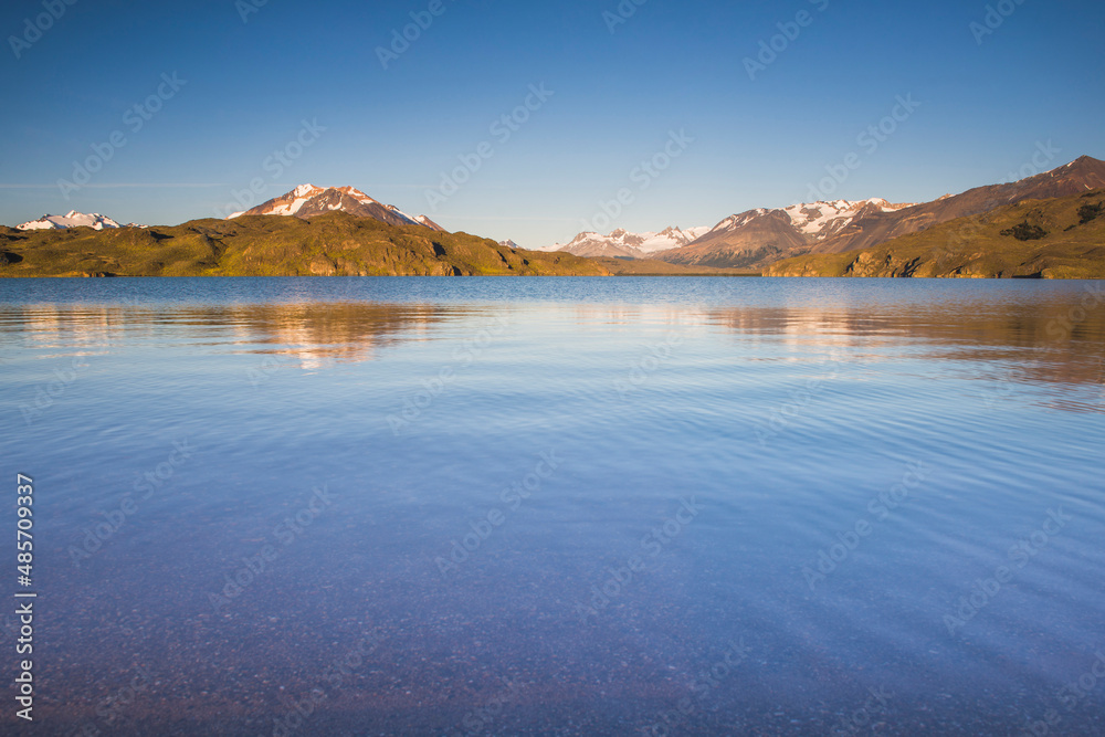 Belgrano Lake (Lago Belgrano) with Andes Mountain Range backdrop, Perito Moreno National Park, Santa Cruz Province, Patagonia, Argentina, background with copy space, South America