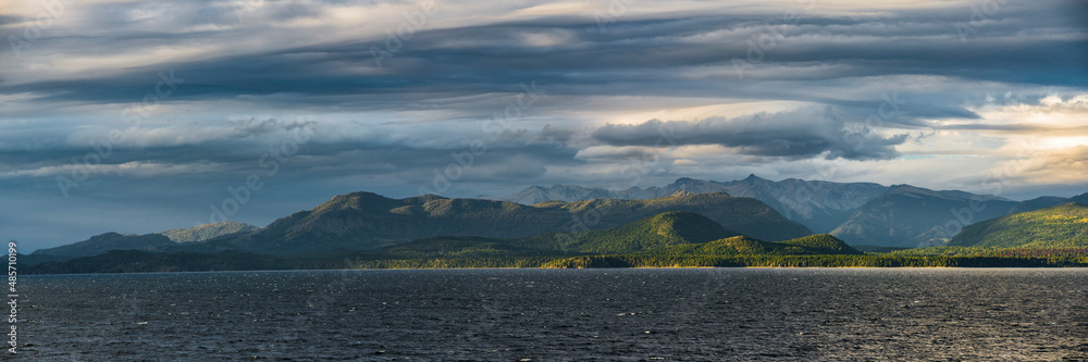 Sunset at Nahuel Huapi Lake (Lago Nahuel Huapi), Bariloche (aka San Carlos de Bariloche), Rio Negro Province, Patagonia, Argentina, South America