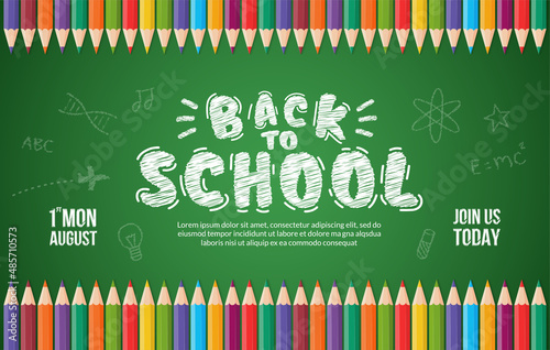 Welcome back to school background with colour pencils, Concept of education banner with back to School lettering design