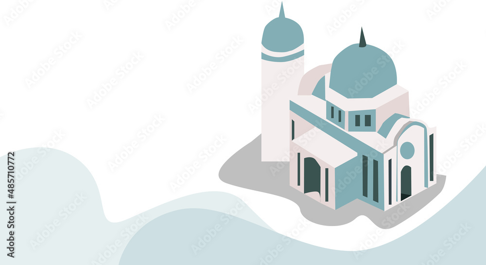 mosque text background, isometric vector modern elegant islamic design