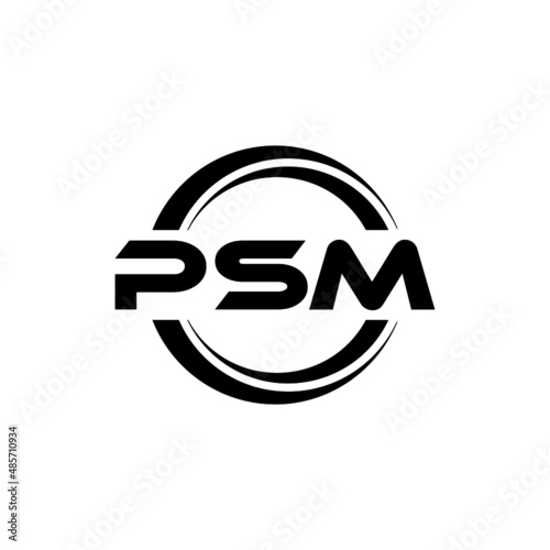 PSM letter logo design with white background in illustrator, vector logo modern alphabet font overlap style. calligraphy designs for logo, Poster, Invitation, etc. photo