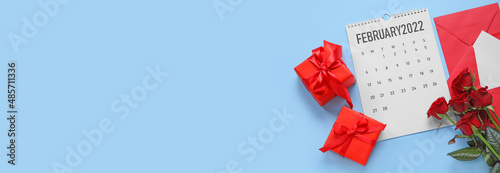 Calendar with gifts, roses ...