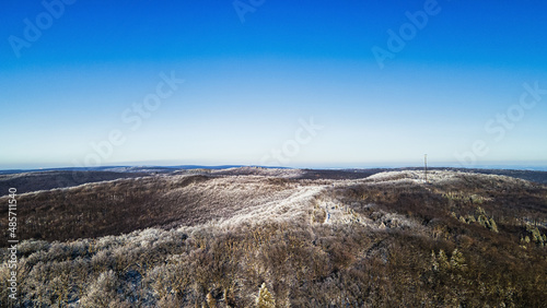 landscape with snow and trees in the mountains