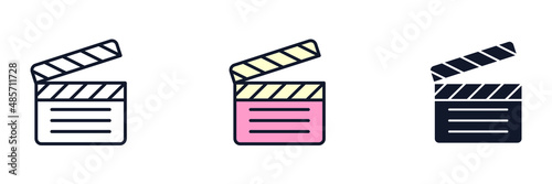 Foto Clapperboard icon symbol template for graphic and web design collection logo vec