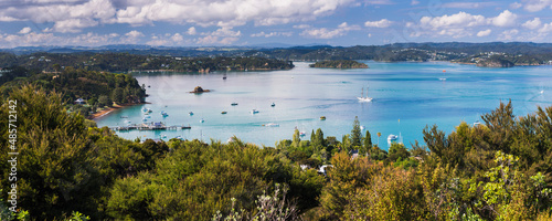 Bay of Islands seen from Flagstaff Hill in Russell, Northland Region, North Island, New Zealand photo