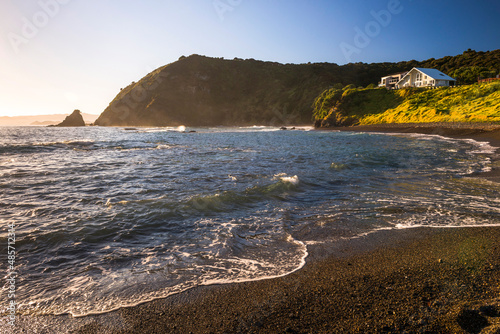 'Rocky Bay', a beach at Tapeka Point at sunrise, Russell, Bay of Islands, Northland Region, North Island, New Zealand photo