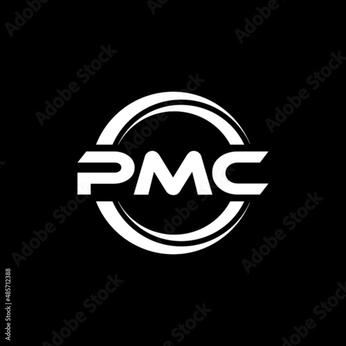 PMC letter logo design with black background in illustrator, vector logo modern alphabet font overlap style. calligraphy designs for logo, Poster, Invitation, etc. photo