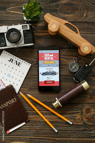 Mobile phone with open car ...