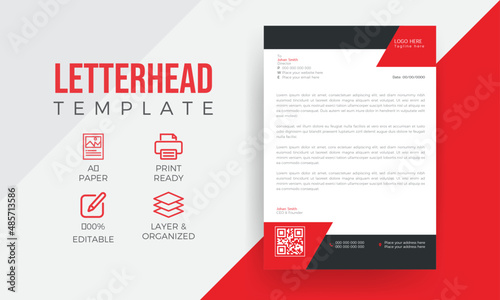 Unique concept business style letterhead template design. Professional & modern letterhead template design with geometric shapes.
